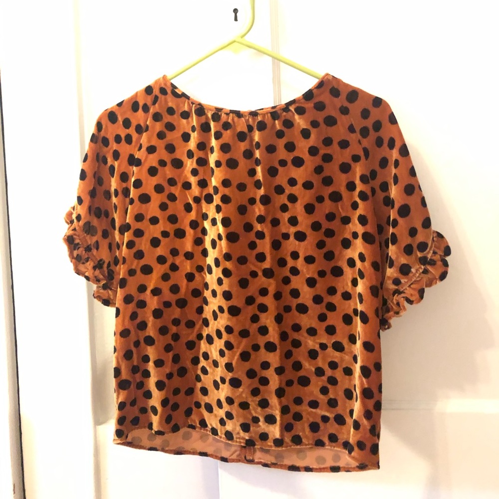 Polka dot velvet Madewell shirt